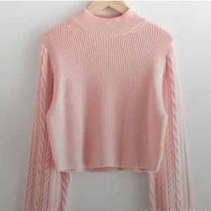 & Other Stories Cable Knit Pink Sweater Size S